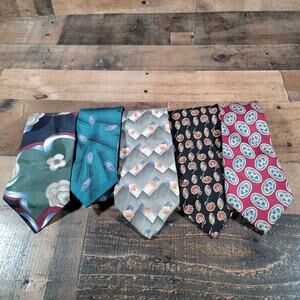 LOT of 5 Designer Graphic Geometric Mens Suit Dress Ties